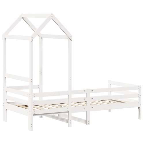 Dnevni krevet s krovom bijeli 90x200 cm od masivne borovine - Bijela 90 x 200 cm Cijena
