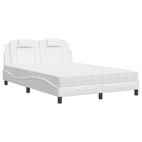Krevet s madracem bijeli 140x190 cm od umjetne kože - Bijela 140 x 190 cm Cijena
