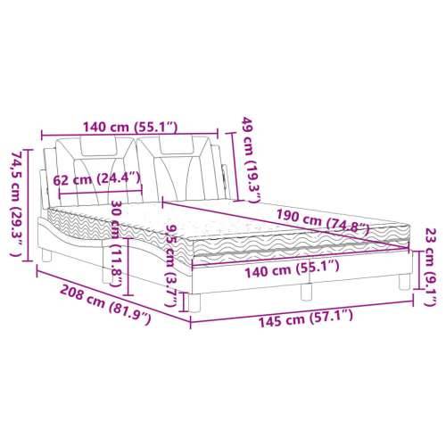 Krevet s madracem bijeli 140x190 cm od umjetne kože - Bijela 140 x 190 cm Cijena