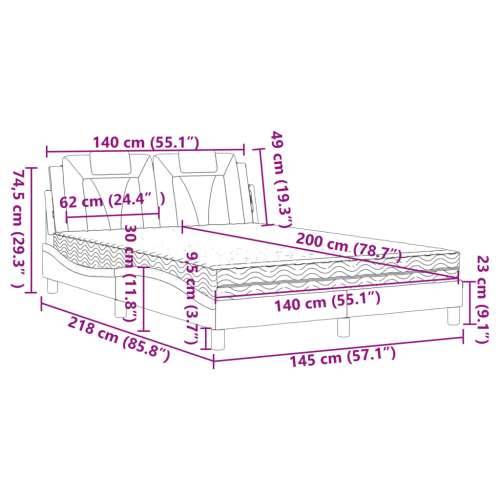 Krevet s madracem bijeli i crni 140 x 200 cm od umjetne kože - Bijela i crna 140 x 200 cm Cijena