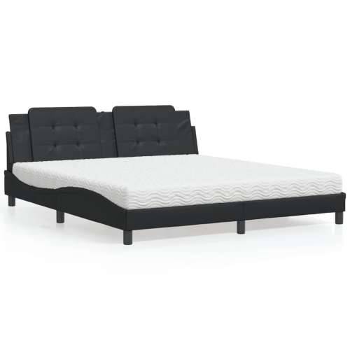 Krevet s madracem crni 180 x 200 cm od umjetne kože - Crna 180 x 200 cm Cijena