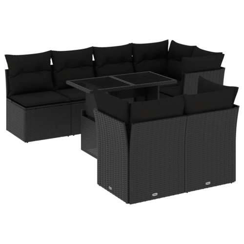 Vrtna garnitura - 8-dijelni set vrtnih sofa od poliratana s jastucima crni - Crna 8 Cijena
