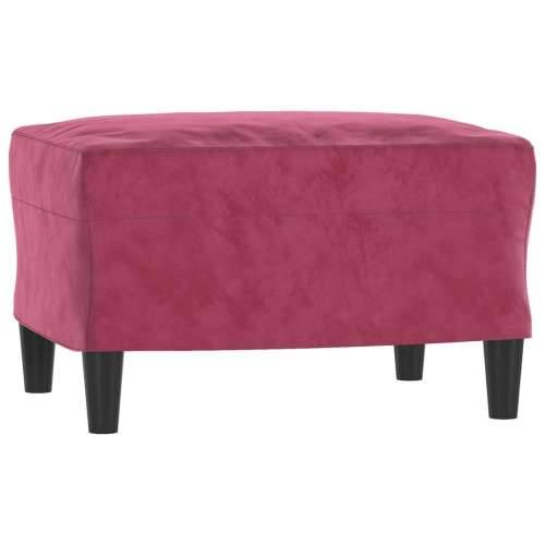 3-dijelni set sofa s jastucima crvena boja vina baršunasti - boja crnog vina S osloncem za noge Cijena