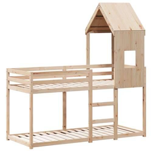 Krevet na kat s krovom 80 x 200 cm od masivne borovine - Prirodna 80 x 200 cm Cijena