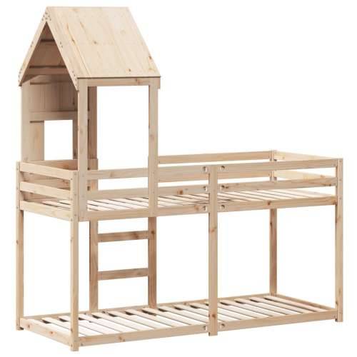 Krevet na kat s krovom 80 x 200 cm od masivne borovine - Prirodna 80 x 200 cm Cijena