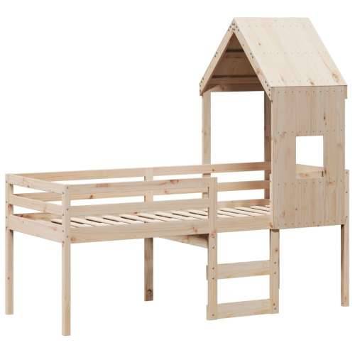 Visoki krevet s krovom 80 x 200 cm od masivne borovine Prirodna 80 x 200 cm Cijena
