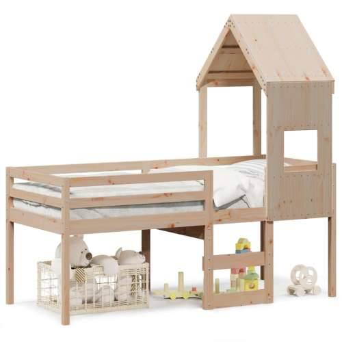 Visoki krevet s krovom 75 x 190 cm od masivne borovine - Prirodna 75 x 190 cm Cijena
