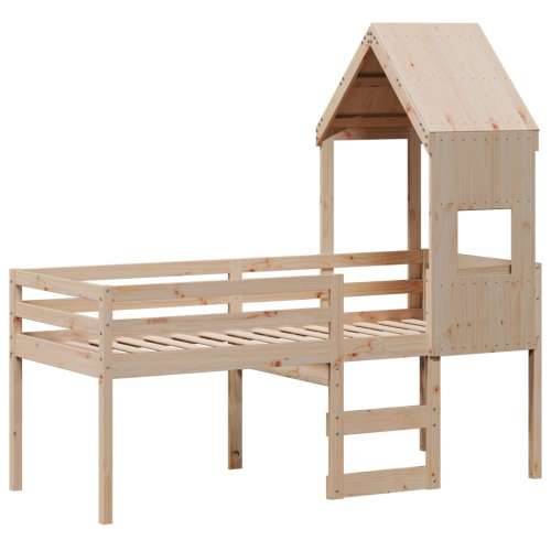 Visoki krevet s krovom 75 x 190 cm od masivne borovine - Prirodna 75 x 190 cm Cijena