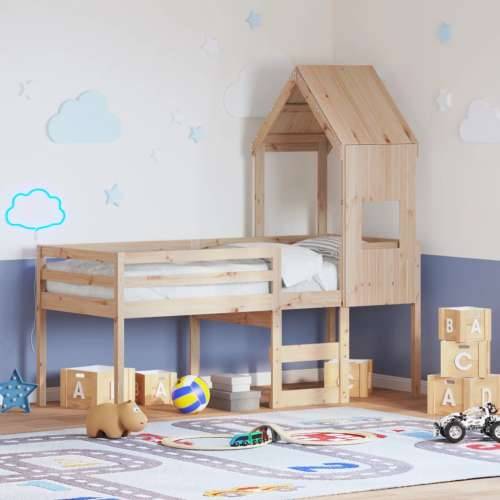 Visoki krevet s krovom 75 x 190 cm od masivne borovine - Prirodna 75 x 190 cm Cijena