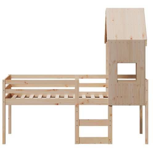 Visoki krevet s krovom 75 x 190 cm od masivne borovine - Prirodna 75 x 190 cm Cijena