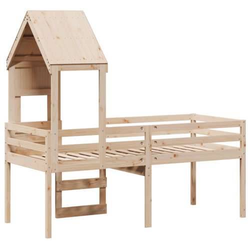 Visoki krevet s krovom 75 x 190 cm od masivne borovine - Prirodna 75 x 190 cm Cijena