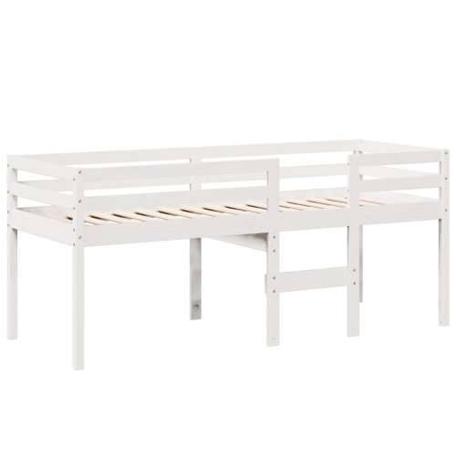 Visoki krevet s krovom bijeli 90 x 190 cm od masivne borovine - Bijela 90 x 190 cm Cijena