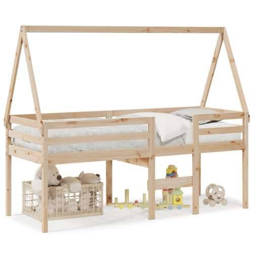 Visoki krevet s krovom 75 x 190 cm od masivne borovine - Prirodna 75 x 190 cm Cijena