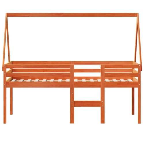 Visoki krevet s krovom voštano smeđi 75x190 cm masivna borovina - Voštano smeđa 75 x 190 cm Cijena