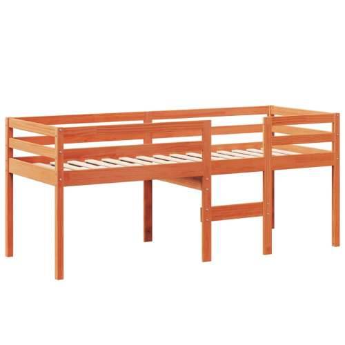 Visoki krevet s krovom voštano smeđi 75x190 cm masivna borovina - Voštano smeđa 75 x 190 cm Cijena