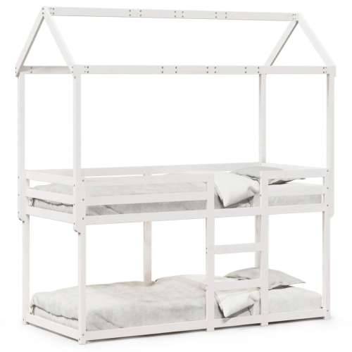 Krevet na kat s krovom bijeli 90 x 200 cm od masivne borovine - Bijela 90 x 200 cm Cijena
