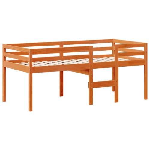 Visoki krevet s krovom voštano smeđi 90x200 cm masivna borovina - Voštano smeđa 90 x 200 cm Cijena