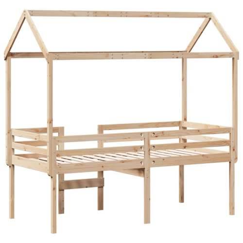 Visoki krevet s krovom 75 x 190 cm od masivne borovine Prirodna 75 x 190 cm Cijena