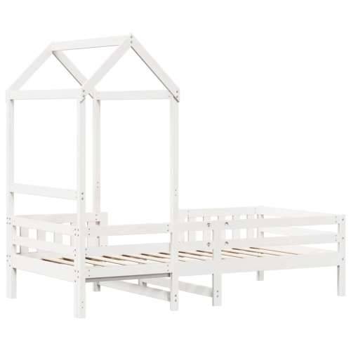 Okvir kreveta s krovom bijeli 90x200 cm od masivne borovine - Bijela 90 x 200 cm Cijena