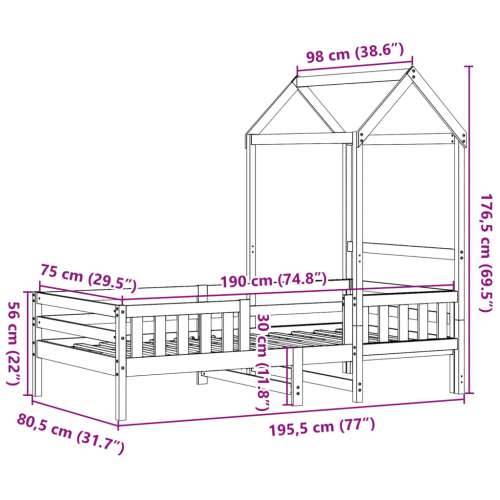 Okvir kreveta s krovom bijeli 75x190 cm od borovine - Bijela 75 x 190 cm Cijena