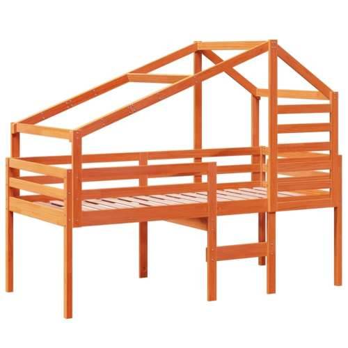 Visoki krevet s krovom voštano smeđi 75x190 cm masivna borovina - Voštano smeđa 75 x 190 cm Cijena