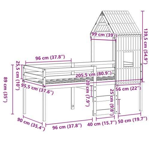 Visoki krevet s krovom voštano smeđi 90x200 cm masivna borovina Voštano smeđa 90 x 200 cm Cijena