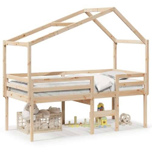 Visoki krevet s krovom 80 x 200 cm od masivne borovine - Prirodna 80 x 200 cm Cijena