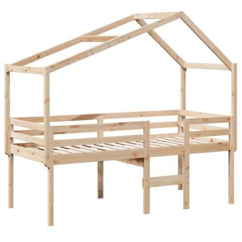 Visoki krevet s krovom 80 x 200 cm od masivne borovine - Prirodna 80 x 200 cm Cijena