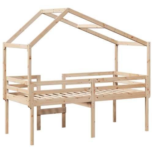 Visoki krevet s krovom 80 x 200 cm od masivne borovine - Prirodna 80 x 200 cm Cijena