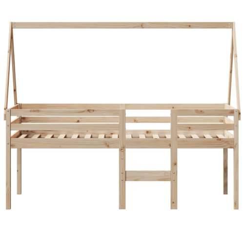 Visoki krevet s krovom 80 x 200 cm od masivne borovine - Prirodna 80 x 200 cm Cijena