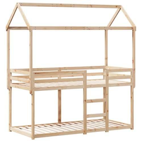 Krevet na kat s krovom 90 x 200 cm od masivne borovine - Prirodna 90 x 200 cm Cijena