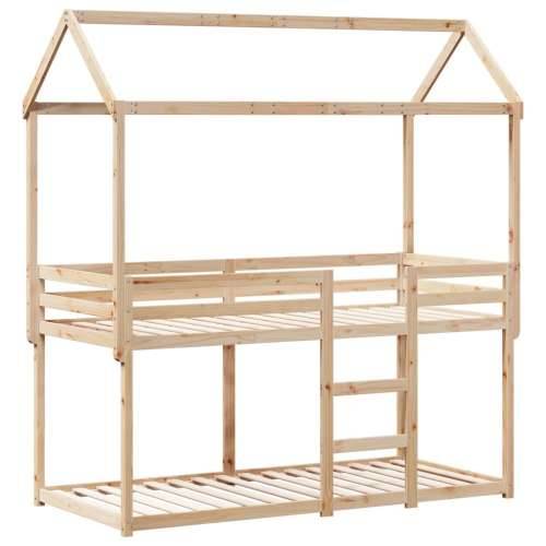 Krevet na kat s krovom 90 x 190 cm od masivne borovine - Prirodna 90 x 190 cm Cijena