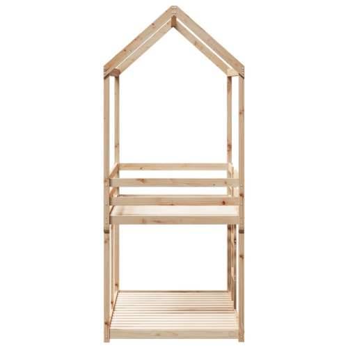 Krevet na kat s krovom 90 x 190 cm od masivne borovine - Prirodna 90 x 190 cm Cijena