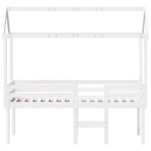 Visoki krevet s krovom bijeli 90 x 200 cm od masivne borovine - Bijela 90 x 200 cm Cijena