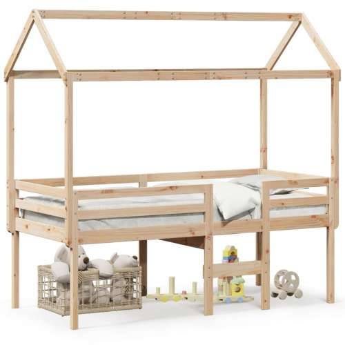 Visoki krevet s krovom 90 x 190 cm od masivne borovine Prirodna 90 x 190 cm Cijena