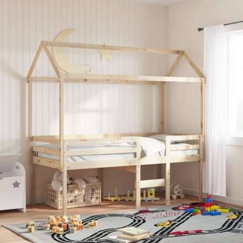 Visoki krevet s krovom 90 x 190 cm od masivne borovine Prirodna 90 x 190 cm Cijena
