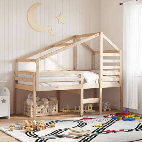 Visoki krevet s krovom 90 x 200 cm od masivne borovine - Prirodna 90 x 200 cm Cijena