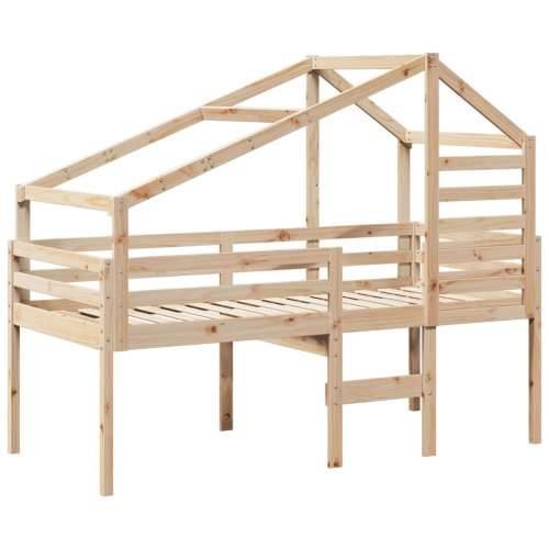 Visoki krevet s krovom 90 x 200 cm od masivne borovine - Prirodna 90 x 200 cm Cijena