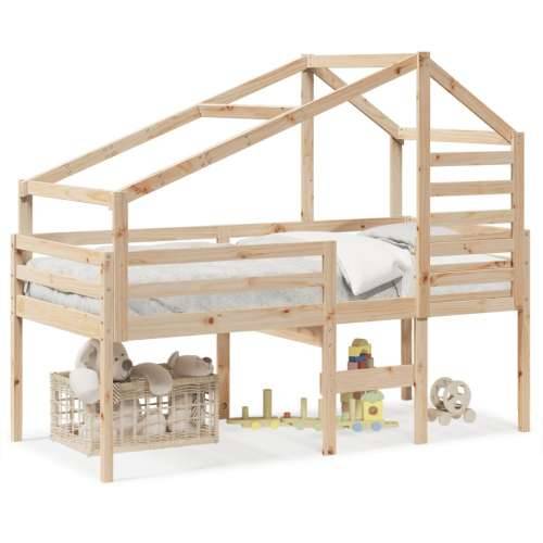 Visoki krevet s krovom 90 x 200 cm od masivne borovine - Prirodna 90 x 200 cm Cijena