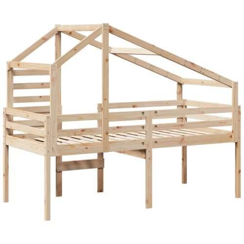 Visoki krevet s krovom 90 x 200 cm od masivne borovine - Prirodna 90 x 200 cm Cijena