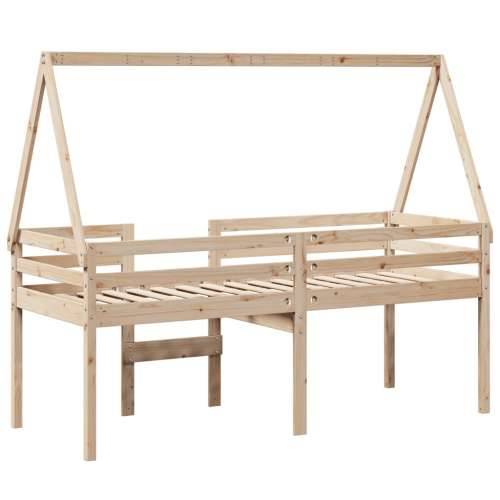 Visoki krevet s krovom 90 x 200 cm od masivne borovine - Prirodna 90 x 200 cm Cijena