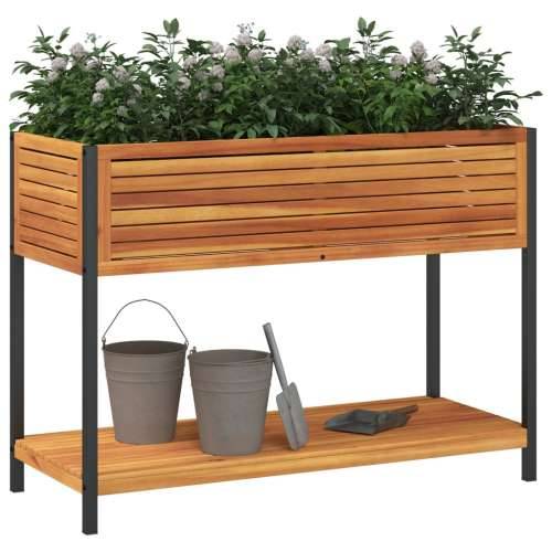 Vrtna sadilica s policom 110 x 45 x 80 cm masivno drvo i čelik - 110 x 45 x 80 cm 1 Cijena