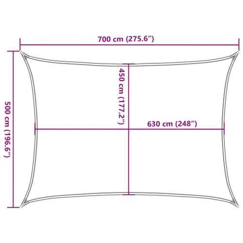 Jedro za zaštitu od sunca 160 g/m² pravokutno 5x7 m HDPE - Svjetlosiva 5 x 7 m 1 Cijena