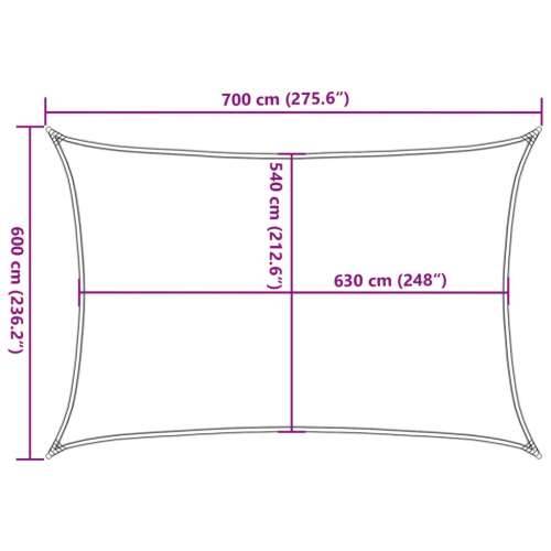 Jedro za zaštitu od sunca 160 g/m² pravokutno 6x7 m HDPE - Svjetlosiva 6 x 7 m 1 Cijena
