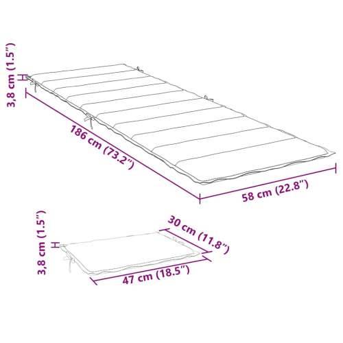 Jastuk za ležaljku prošarani krem 186x58x4 cm od tkanine - prošarana krem 1 Cijena