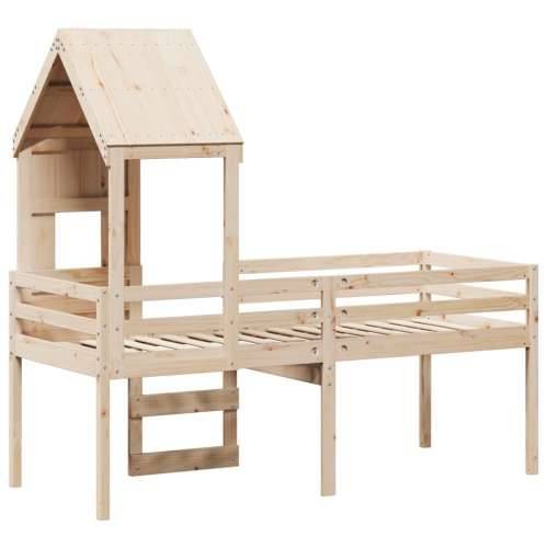 Visoki krevet s krovom 90 x 200 cm od masivne borovine - Prirodna 90 x 200 cm Cijena