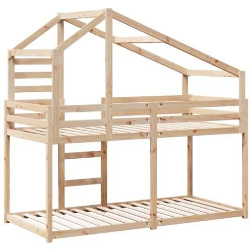 Krevet na kat s krovom voštano 75x190 cm masivna borovina - Prirodna 75 x 190 cm Cijena