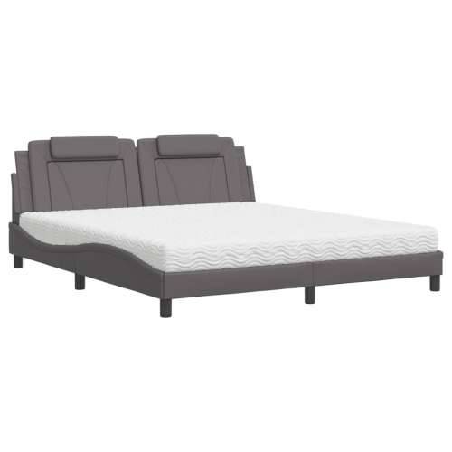 Krevet s madracem sivi 180 x 200 cm od umjetne kože - Siva 180 x 200 cm Cijena