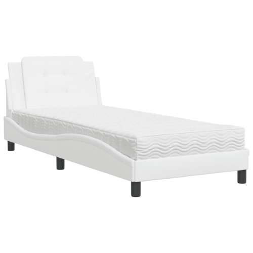 Krevet s madracem bijeli 90 x 190 cm od umjetne kože Bijela 90 x 190 cm Cijena