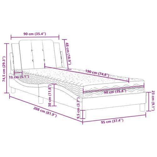 Krevet s madracem bijeli 90 x 190 cm od umjetne kože Bijela 90 x 190 cm Cijena